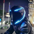 Waterproof Motorcycle Bike Helmet LED Cold Light Strip EL Sticker 4 Flashing Warning Lights Night Riding Helmet Kit