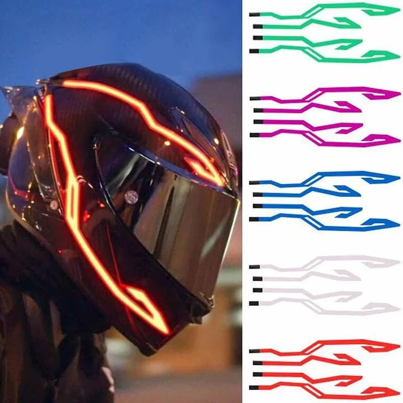 Waterproof Motorcycle Bike Helmet LED Cold Light Strip EL Sticker 4 Flashing Warning Lights Night Riding Helmet Kit