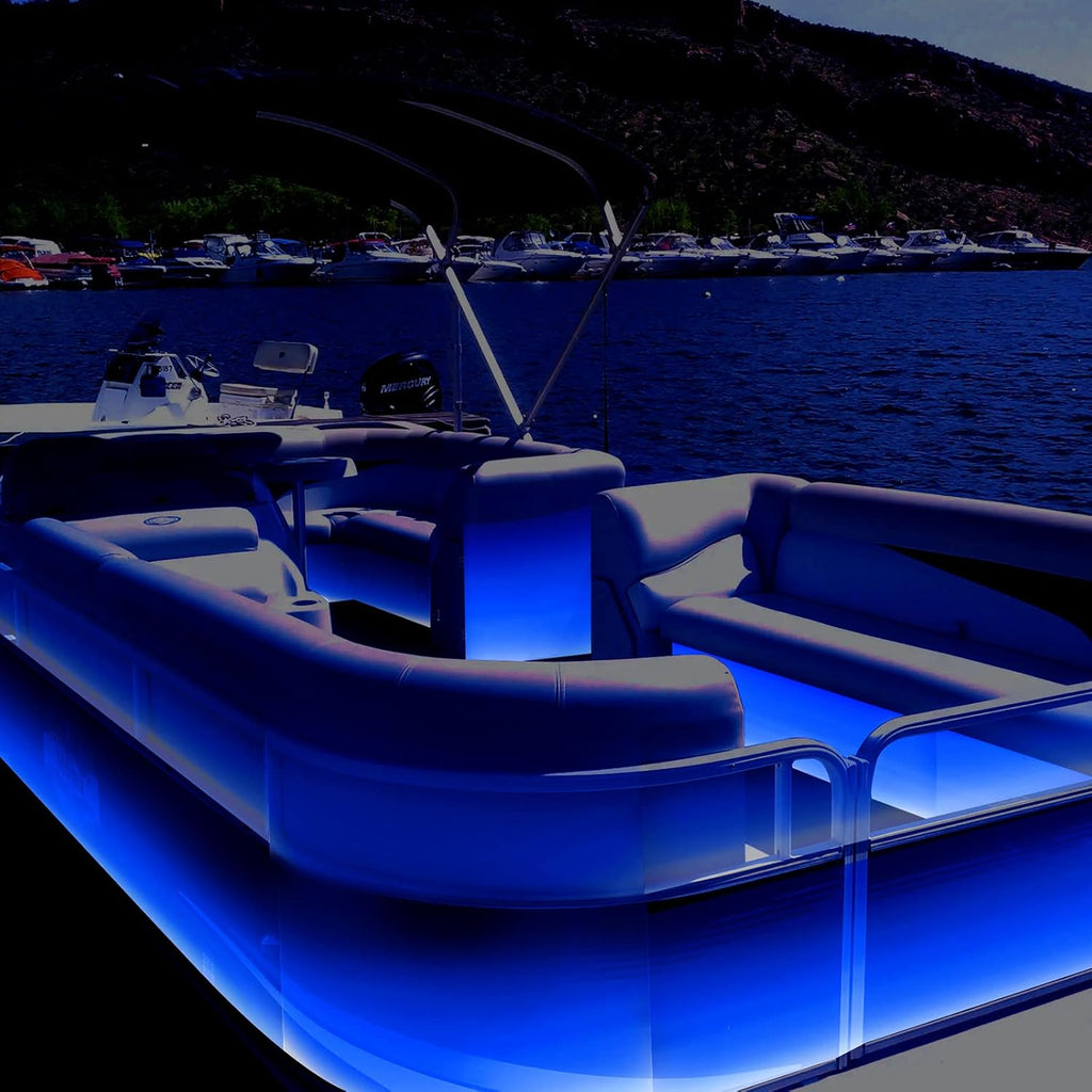 Pontoon Boat Lights Marine LED Strip Lights, Boat LED Strip Light 12V Waterproof, Interior Deck Light for Kayak, Jon Boating, Bass Boats, Fishing Boats (Blue, 32.8Ft)