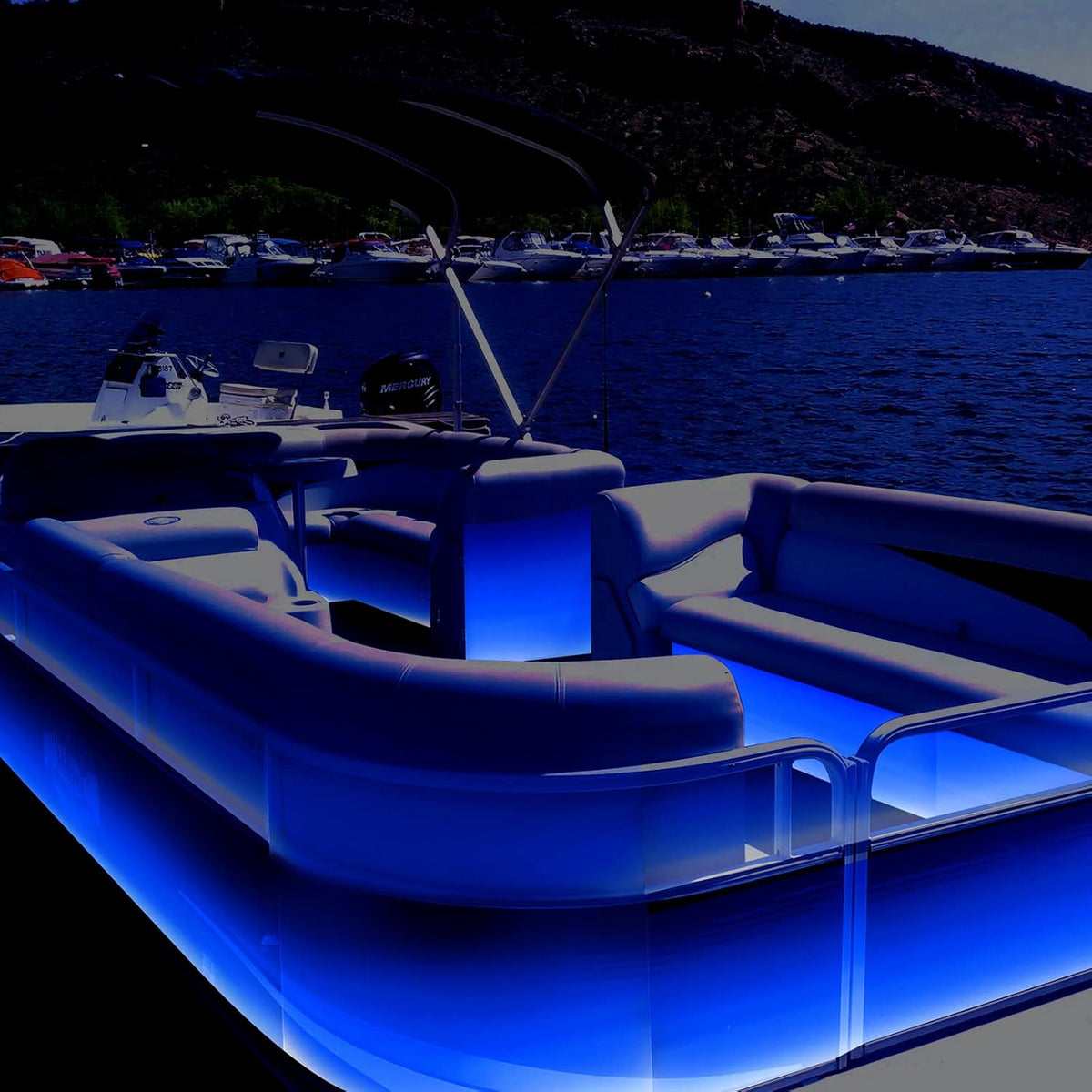 Pontoon Boat Lights Marine LED Strip Lights, Boat LED Strip Light 12V Waterproof, Interior Deck Light for Kayak, Jon Boating, Bass Boats, Fishing Boats (Blue, 32.8Ft)