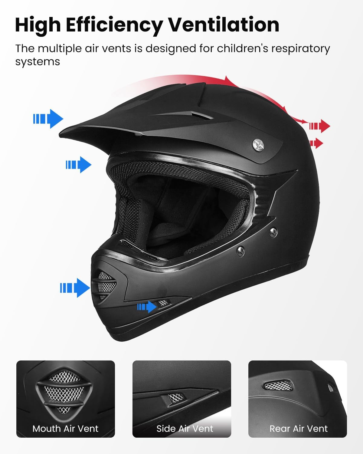 Youth Kids DOT Full‑Face Dirt Bike Helmet ATV Motocross Set B07