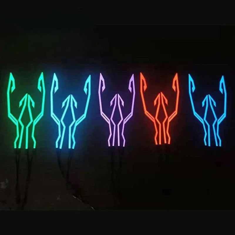 Waterproof Motorcycle Bike Helmet LED Cold Light Strip EL Sticker 4 Flashing Warning Lights Night Riding Helmet Kit