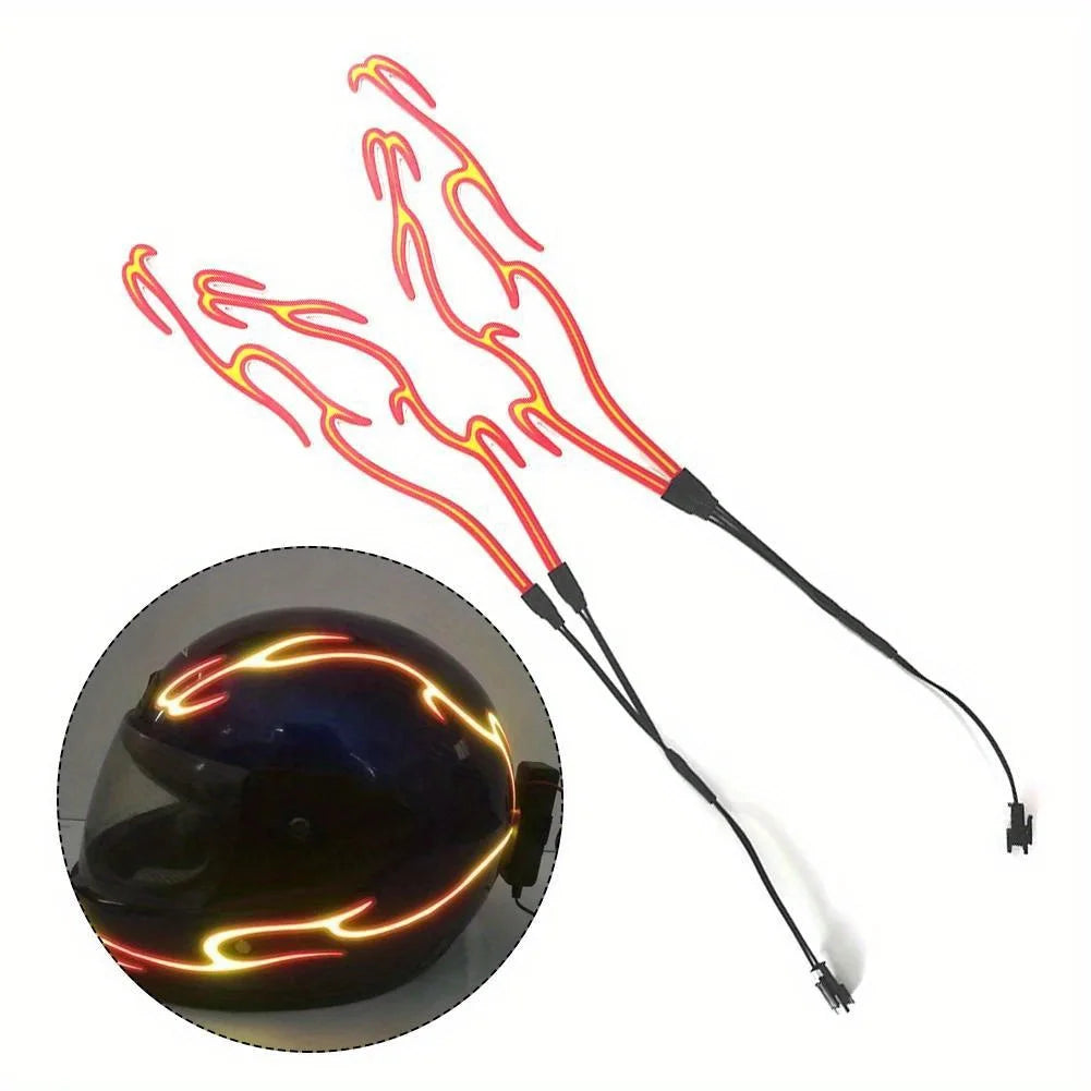 4 in 1 Motorcycle Helmet LED Cold Light Waterproof Strip Sticker Flashing Warning Lights Night Riding Chargeable Accessories