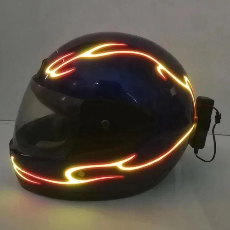 4 in 1 Motorcycle Helmet LED Cold Light Waterproof Strip Sticker Flashing Warning Lights Night Riding Chargeable Accessories