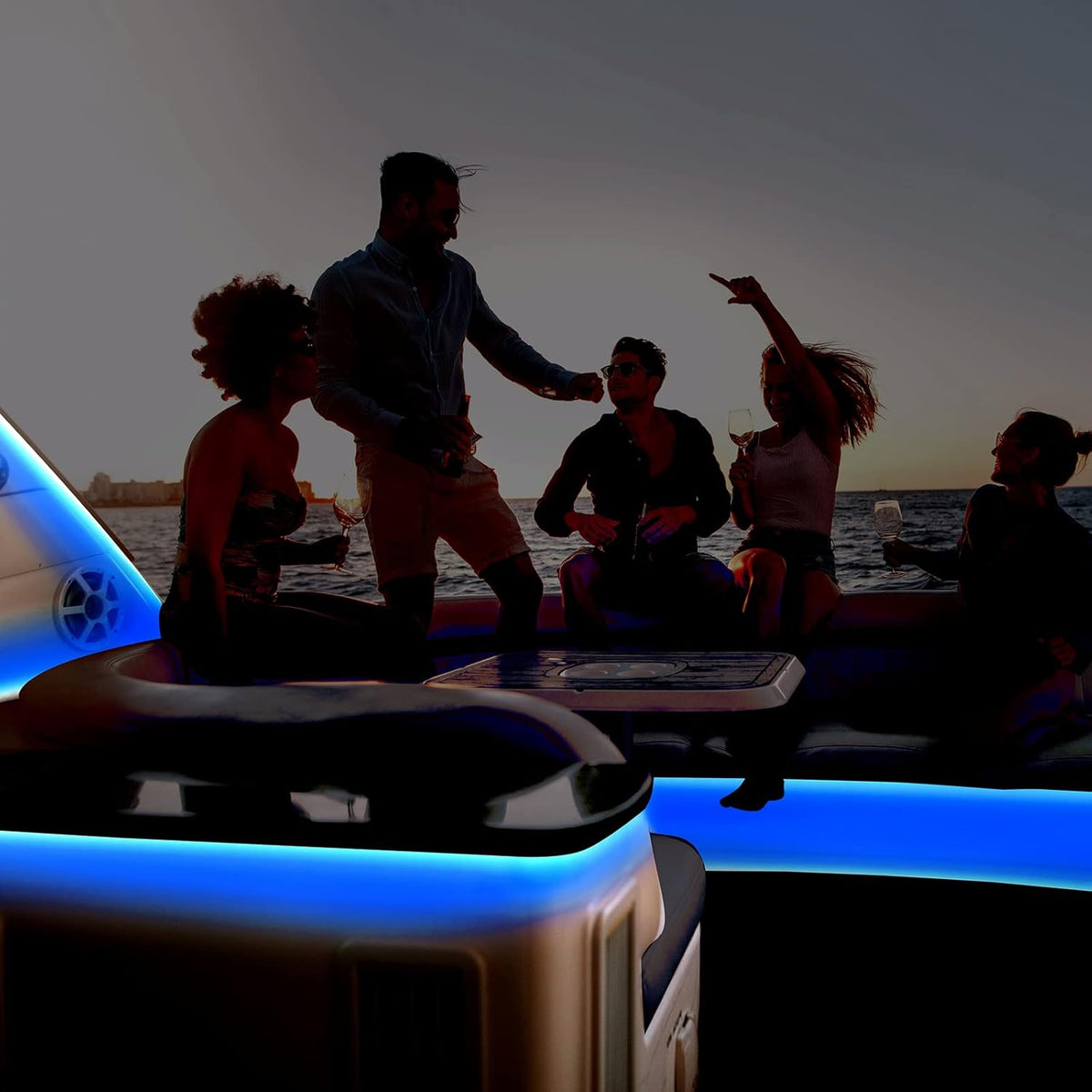 Pontoon Boat Lights Marine LED Strip Lights, Boat LED Strip Light 12V Waterproof, Interior Deck Light for Kayak, Jon Boating, Bass Boats, Fishing Boats (Blue, 32.8Ft)