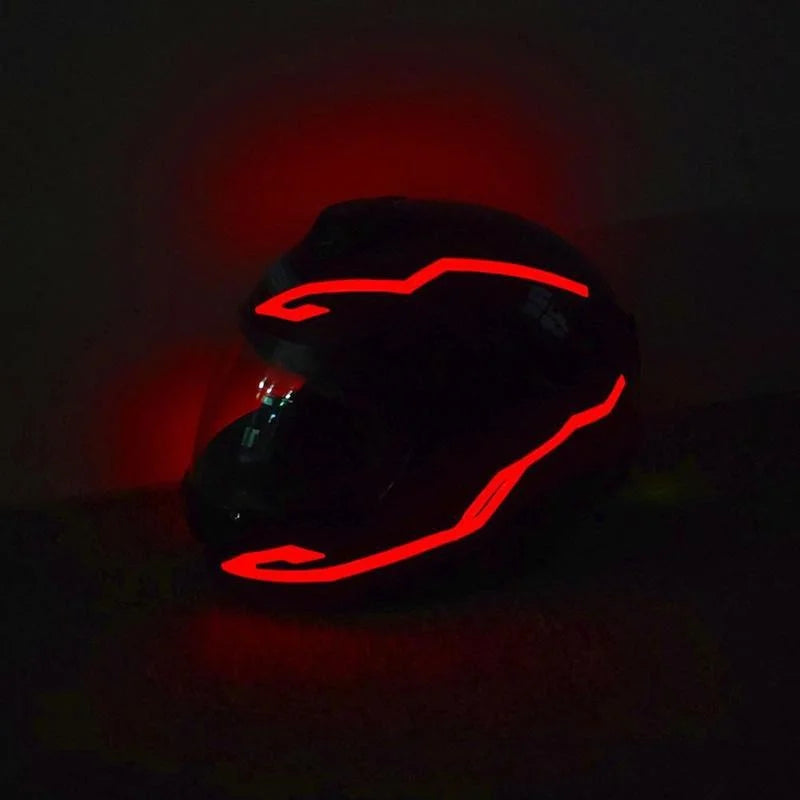 Waterproof Motorcycle Bike Helmet LED Cold Light Strip EL Sticker 4 Flashing Warning Lights Night Riding Helmet Kit