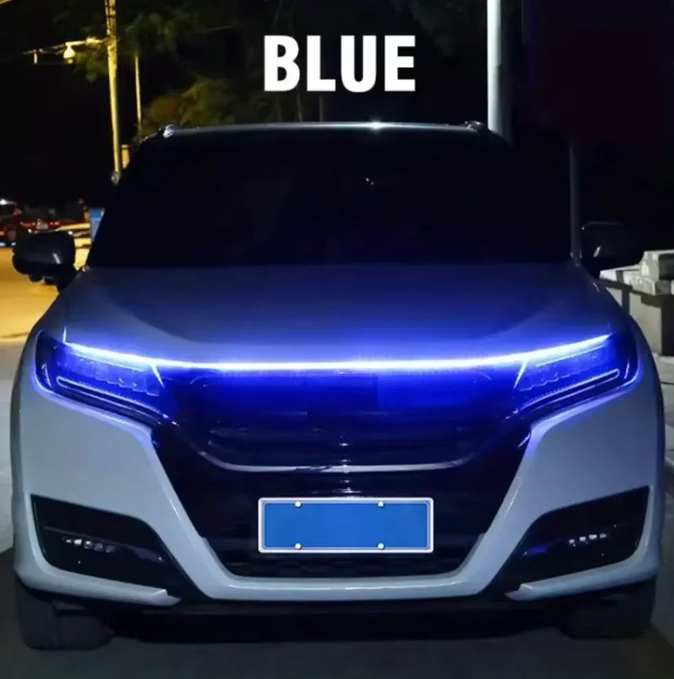 1Pc Dynamic Meteor Led Car Hood Lights Strip Universal Engine Hood Guide Decorative Light Bar Auto Headlights Car Running Light