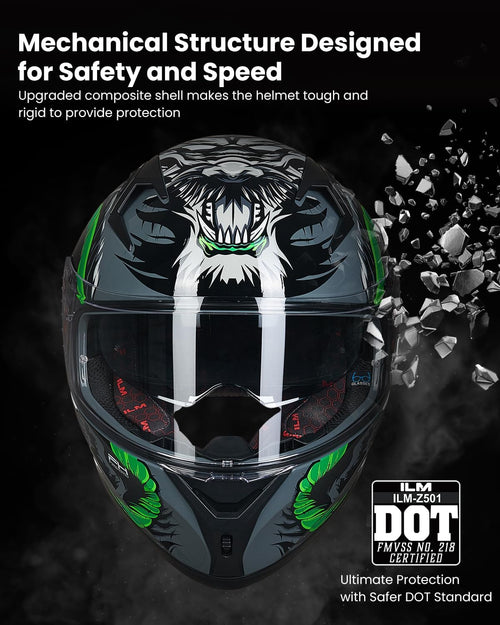 Motorcycle Helmet Full Face with Pinlock Compatible Motocross DOT Z501