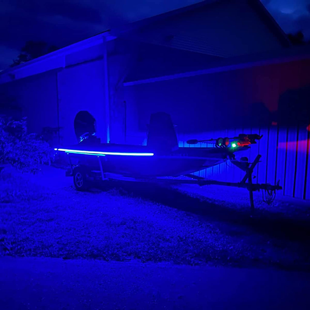 Pontoon Boat Lights Marine LED Strip Lights, Boat LED Strip Light 12V Waterproof, Interior Deck Light for Kayak, Jon Boating, Bass Boats, Fishing Boats (Blue, 32.8Ft)