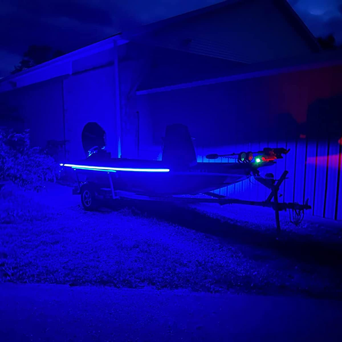 Pontoon Boat Lights Marine LED Strip Lights, Boat LED Strip Light 12V Waterproof, Interior Deck Light for Kayak, Jon Boating, Bass Boats, Fishing Boats (Blue, 32.8Ft)
