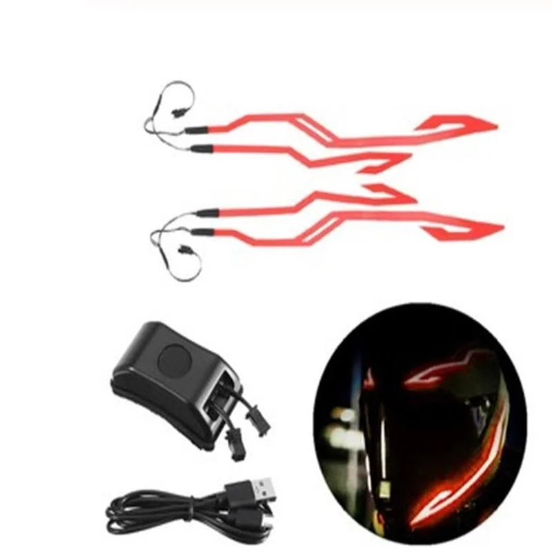 Waterproof Motorcycle Bike Helmet LED Cold Light Strip EL Sticker 4 Flashing Warning Lights Night Riding Helmet Kit