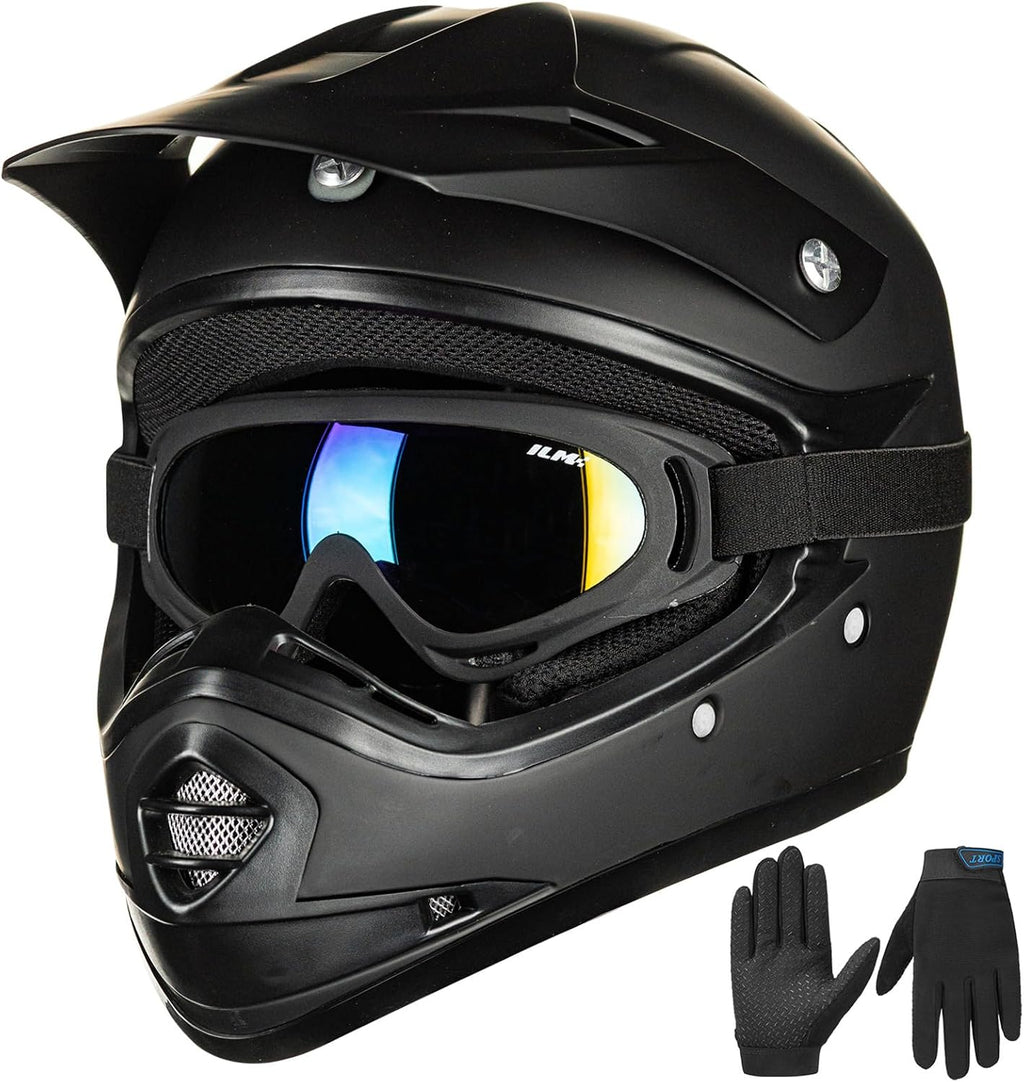 Youth Kids DOT Full‑Face Dirt Bike Helmet ATV Motocross Set B07