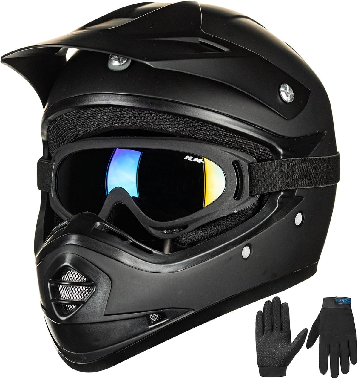 Youth Kids DOT Full‑Face Dirt Bike Helmet ATV Motocross Set B07